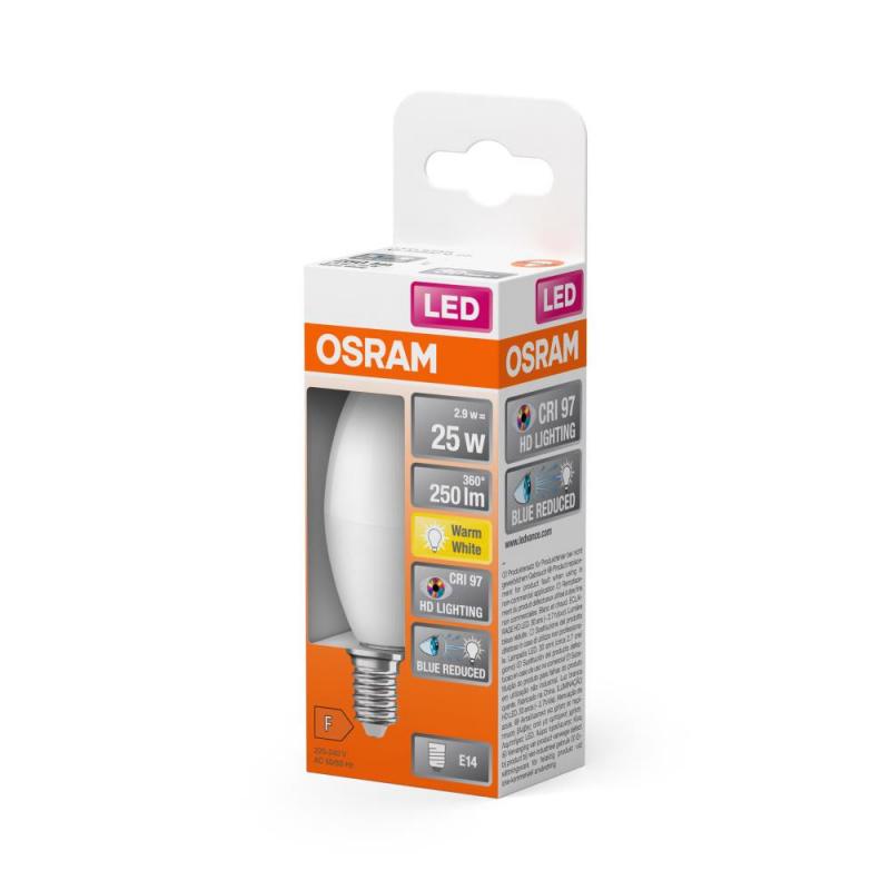 OSRAM E14 LED Kerzen Lampe Star Classic B 25 2.9W 2,9W wie 25W 2700K warmweißes Licht 97Ra sehr hohe Farbwiedergabe